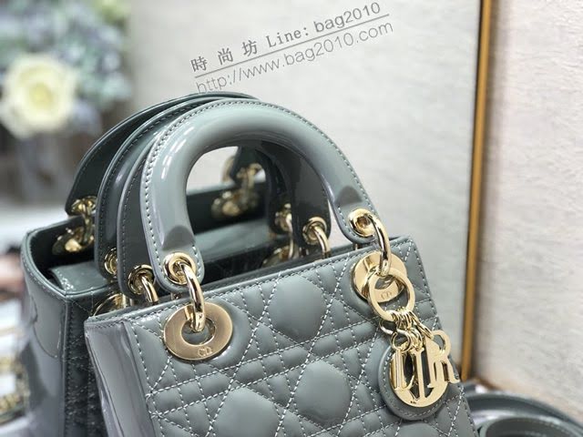 Dior女包 迪奧Lady Dior Mini經典3格漆皮戴妃包 Dior手提肩背斜挎包  dfk1781